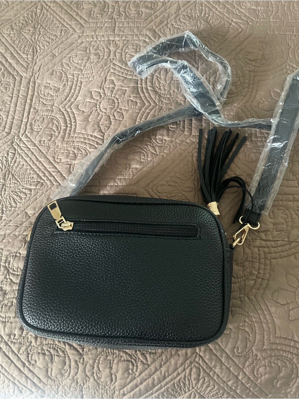 Black Leather Crossbody Camera Bag - Designer Style - Picture 2 of 2